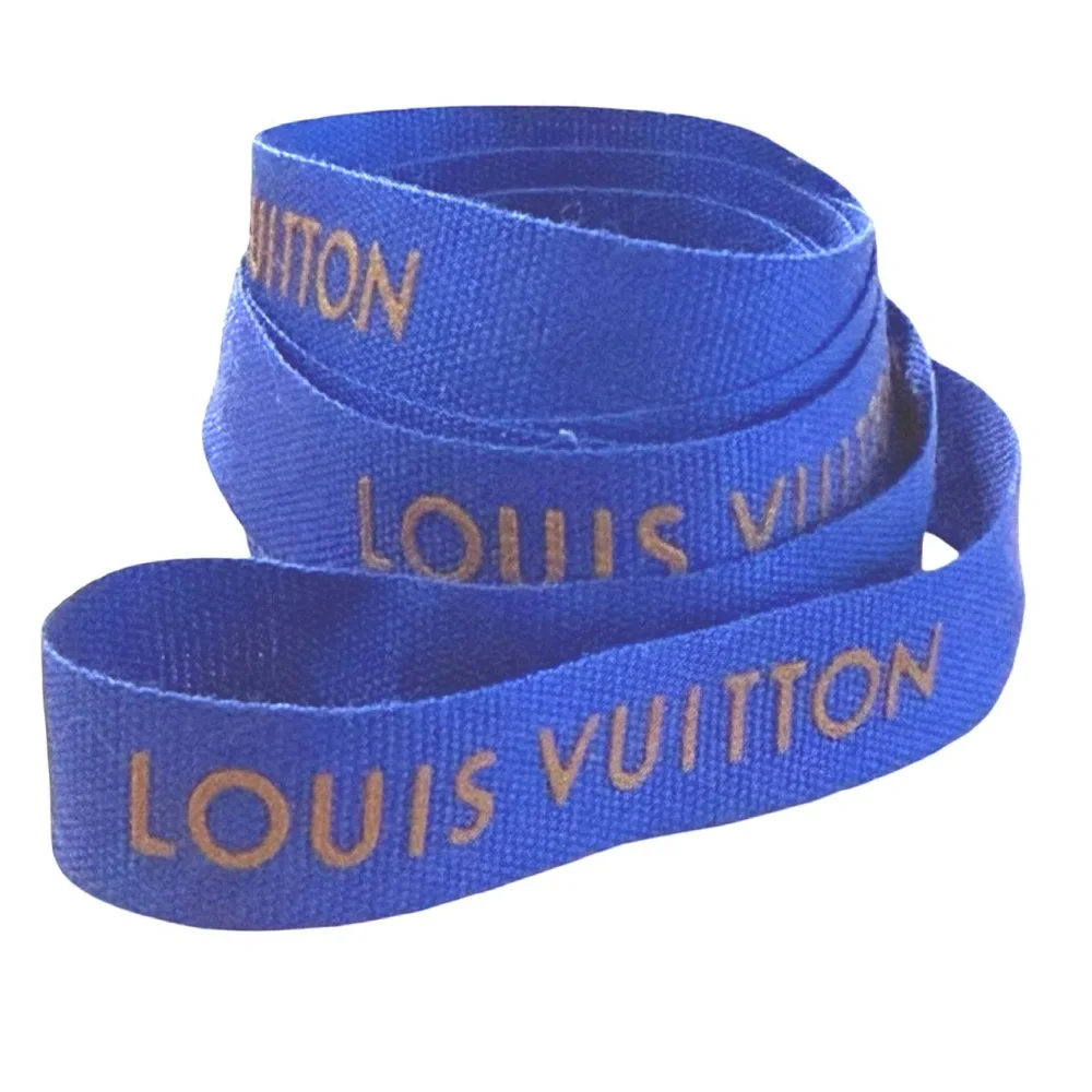 Louis Vuitton Blue and Gold Signature Ribbon 89”